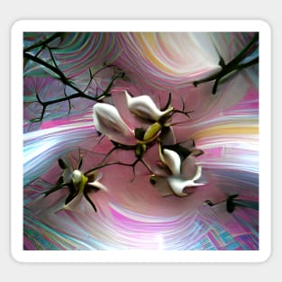 Psychedelic Magnolia Flowers Sticker